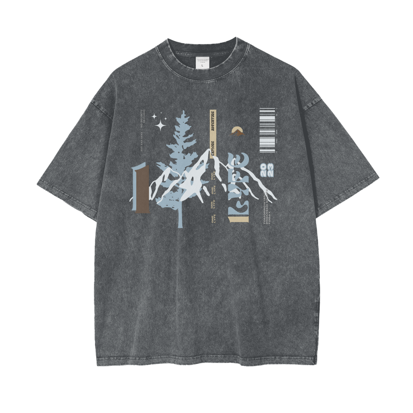 One Life Snow-Washed Oversized Graphic Tee