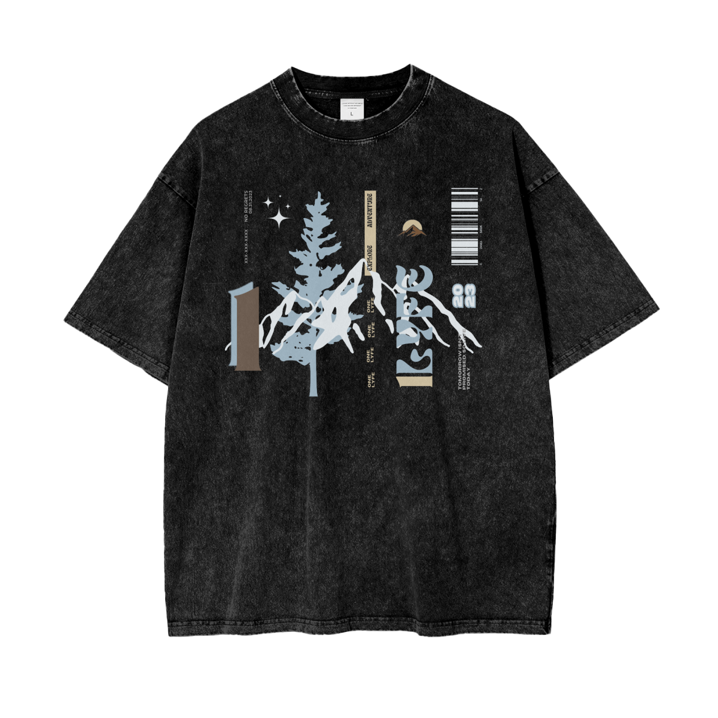 One Life Snow-Washed Oversized Graphic Tee