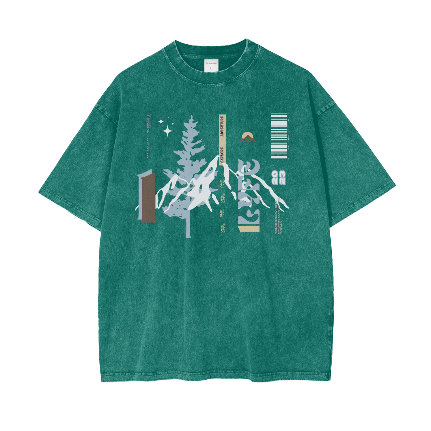 One Life Snow-Washed Oversized Graphic Tee
