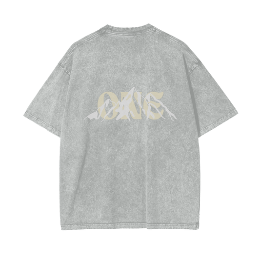 One Life Oversized Snow-Washed "ONE" Tee